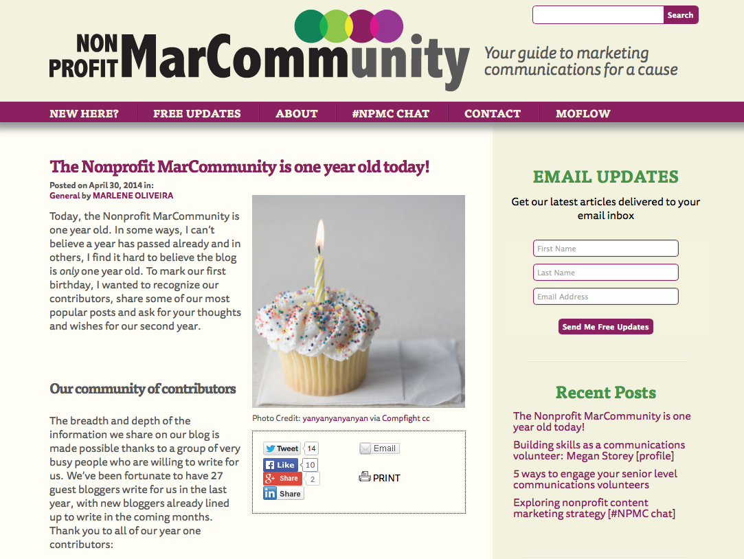 The Nonprofit MarCommunity is one year old today!